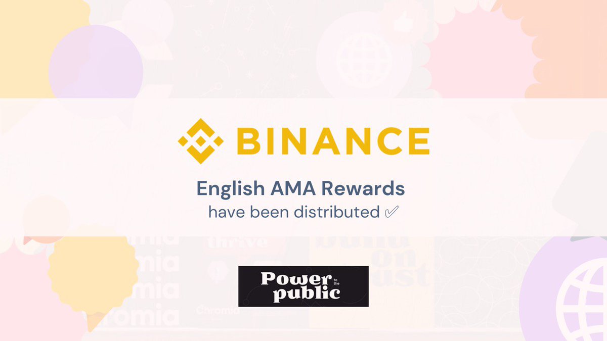 🎉The winners of <a href="/Binance/">Binance</a> English x <a href="/Chromia/">Chromia | Power to the Public</a> AMA just received their rewards.

Twitter Giveaway winners:

<a href="/yak2607/">yak</a>
<a href="/elprcfessor/">fb ya ✨</a>
@AmAh1292
<a href="/ejioforkel/">ejioforkel #swappedcom</a>
<a href="/XunT65548316/">Miraa Tu</a>
<a href="/RajeshWasnik11/">chad</a>
<a href="/got029491/">got029491</a>
<a href="/lidica1992/">Tender Rain</a>
<a href="/Future_is_BTC/">BTC LOVER</a>
@AndresBooker6
<a href="/sergioivankov/">sergio ivankov</a>
<a href="/ExCrypto01/">Ex_Crypto</a>
<a href="/kai_35/">Kai</a>
<a href="/GilRobby/">Robby Gil</a>
🎁