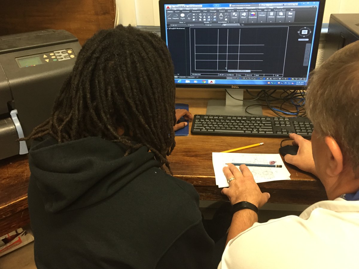 RobinBowers_CTE's tweet photo. Our Drafting students may focus on Architecture or Engineering (or both)! There are options to use AutoCAD, Revit, Inventor and Solidworks. Each of our labs have drafting plotters and 3D printers! #ABSSCTE #CTEforNC #CTEisSTEM https://t.co/WEtzvP9zI3