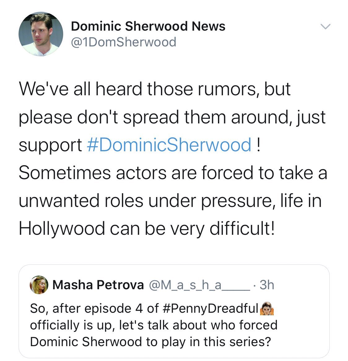 Not sure if they're lying on purpose or if they really ARE that delusional but yeah. Still at it.I've said it before, those people aren't FANS of Dom. They're in this for the drama and the attention. If you're actually a fan of Dom, please don't support them, just block.