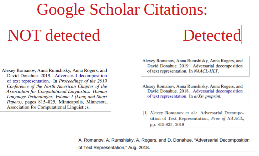 Anna Rogers Has Anyone Noticed That Google Scholar Misses Citations When The Official Acl Anthology Bibtex Is Used Just Found Such A Case Gs Is Aware Of Several Abbreviated Citations For