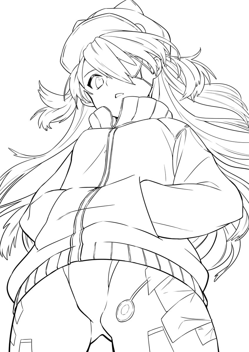 まろまゆ Auf Twitter アスカの線画 ぬりえです