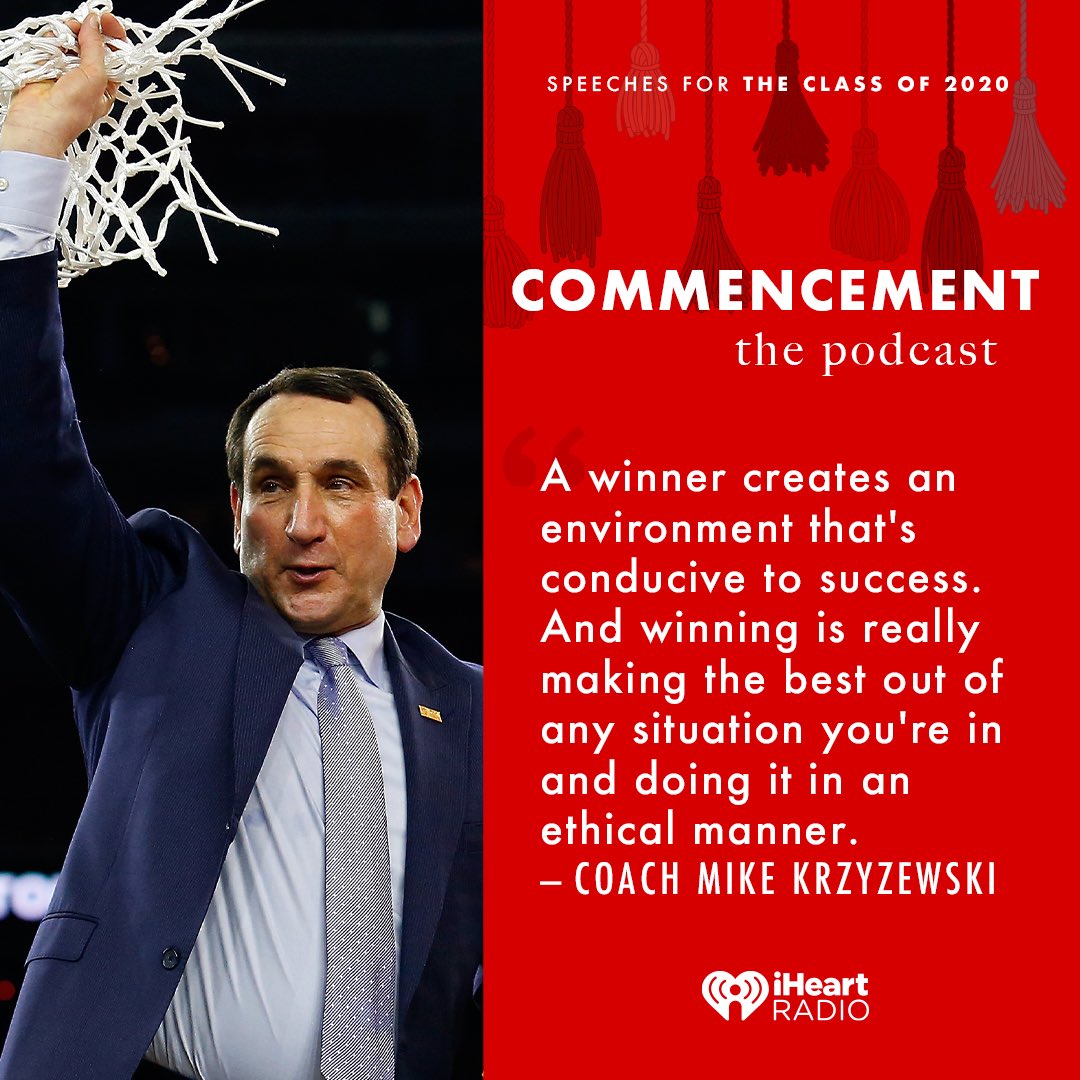 ItsDenisDavis's tweet photo. One of my favorites in #Commecement The Podcast on @iHeartRadio , Coach K does a remarkable speech. #iHeartClassOf2020 Listen to all of the great speeches on demand here: https://t.co/OoUVtS0WRB https://t.co/waNlL3aGXH