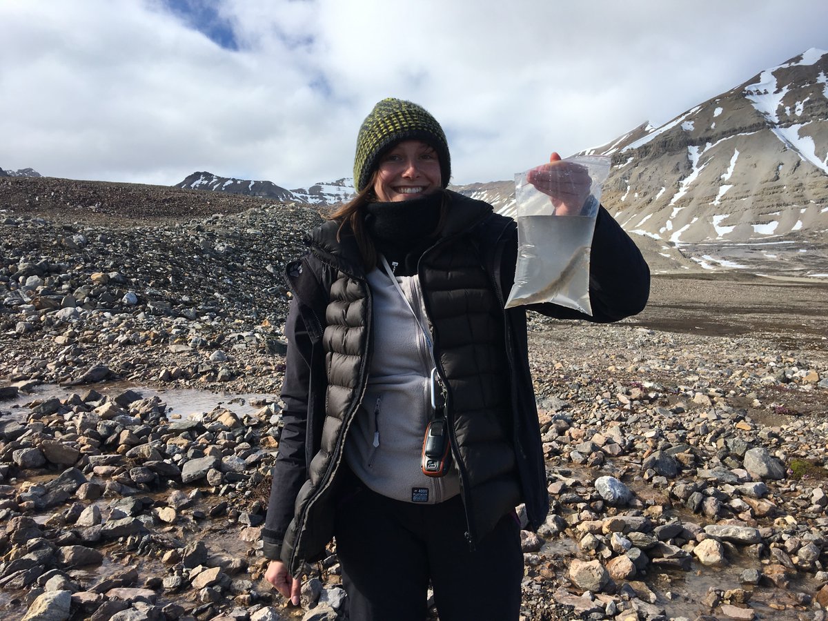 PolarResearcher's tweet photo. That's me in the glacier foreland in Svalbard with Arctic char observed in this shallow stream of the glacial river in the background🐟❄️no one was hurt, we released fish after documentation😎for more see link below: https://t.co/ZANkYu0MQu
#Arcticchar #Svalbard #Glacialriver https://t.co/kAkMmrAsaX