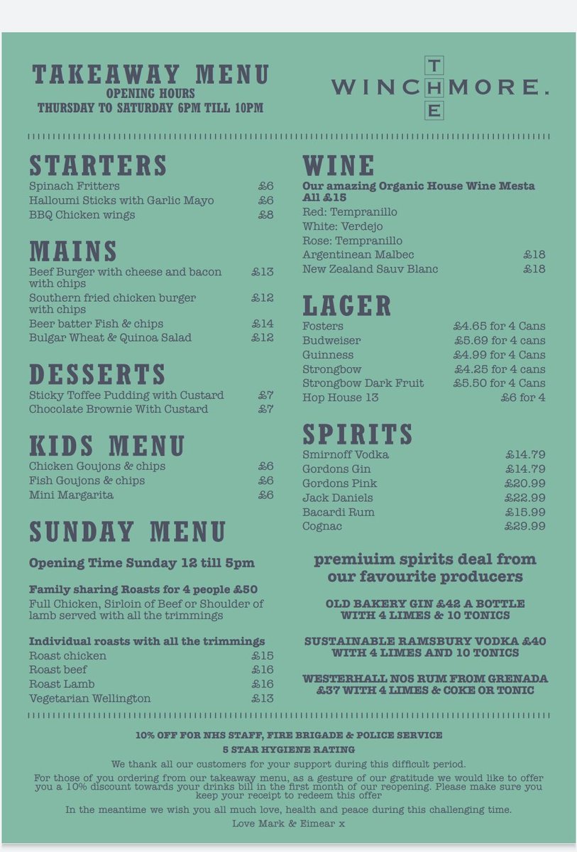 Daveihc1's tweet photo. A big thank you to Mark and Eimar @TheWinchmorePub for our fantastic Sunday roast. The beef was perfect😋! So pleased with their efforts in putting this together, support your local businesses! Brilliantly priced and piping hot! We even got a bottle of @OldBakeryGin 🍸 https://t.co/Pkrc5fwkDV
