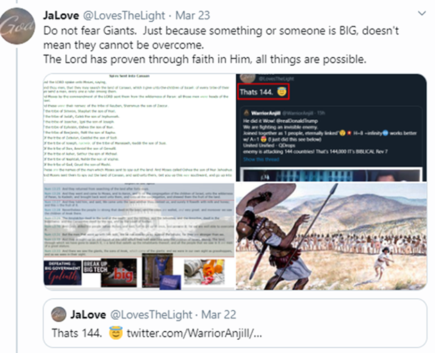 Blew my mind because I recently did a thread on Ai, Caleb & Joshua. How their faith helped them fight the 'Giants'. History repeating?Report of the spies.Heres my Caleb & Joshua thread. https://twitter.com/LovesTheLight/status/1242092718974742529