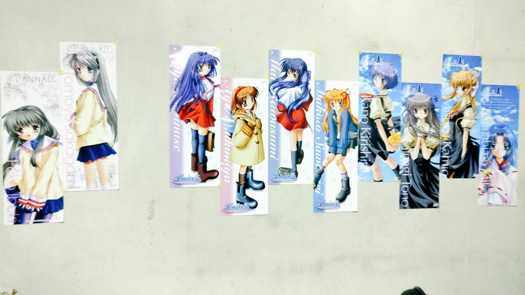 KzMShintaro's tweet photo. FINALLY Something to decorate my dull and sullen walls.
These are bloody rare posters too ngl.
Etkifn happy as fuk that my wife found it amounts the pile of preloved anime goods.
#Kanon
#visualartskey
#CLANNAD
#AIR
#visualnovel
#keymemorialbox https://t.co/7eF37Q1ctL
