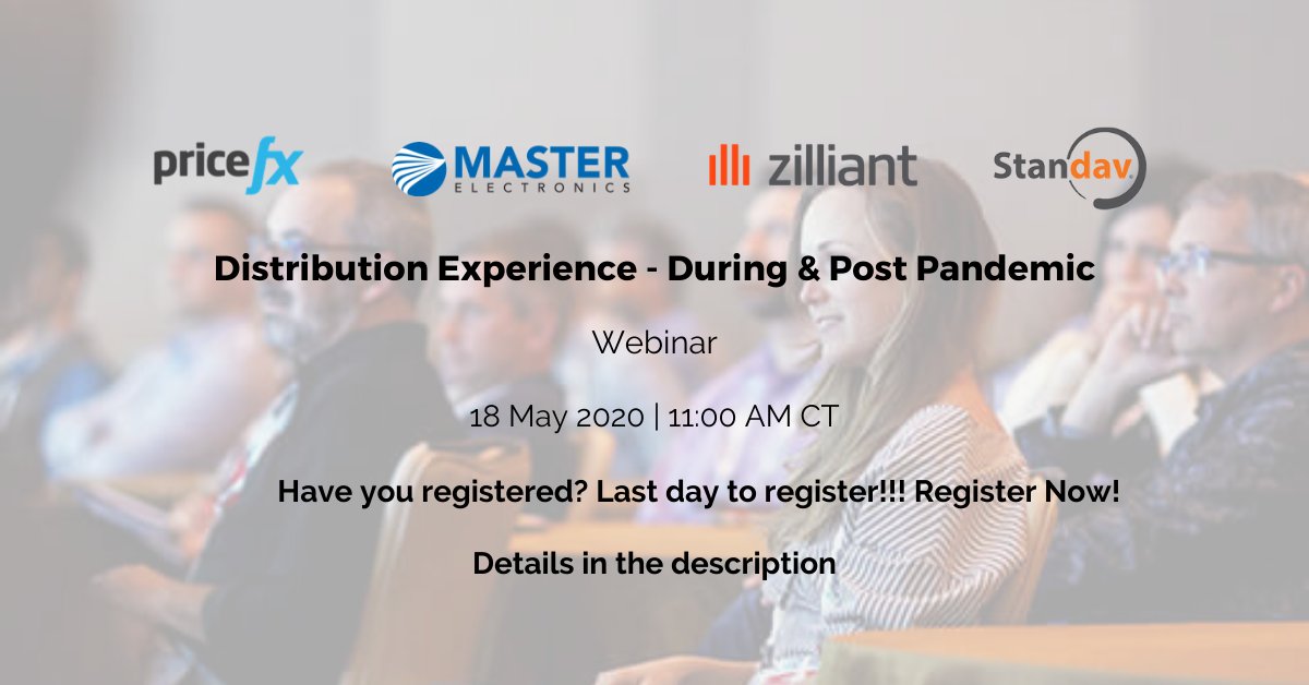 StandavCorp's tweet photo. Last day to register. Save yourself a seat soon!
For more details and to RSVP click here: https://t.co/mGklOCDtEG
#zilliant #masterelectronics #pricefx #standav #pricingwebinar https://t.co/KHD7HYlgrP