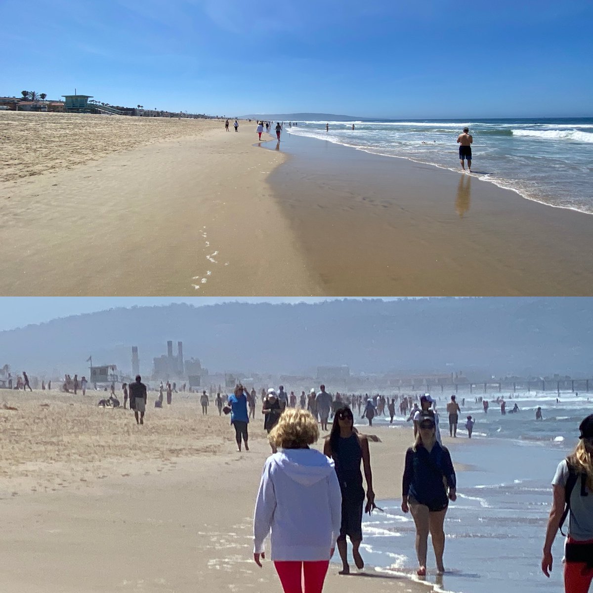 Went to the beach to walk yesterday &amp; wanted to post both versions of this photo from the exact same spot at the exact same time.

I expect we’ll see weekend pics like this and a lot of people will be angry about it, and that’s ok! But photo perspective matters, a lot!
