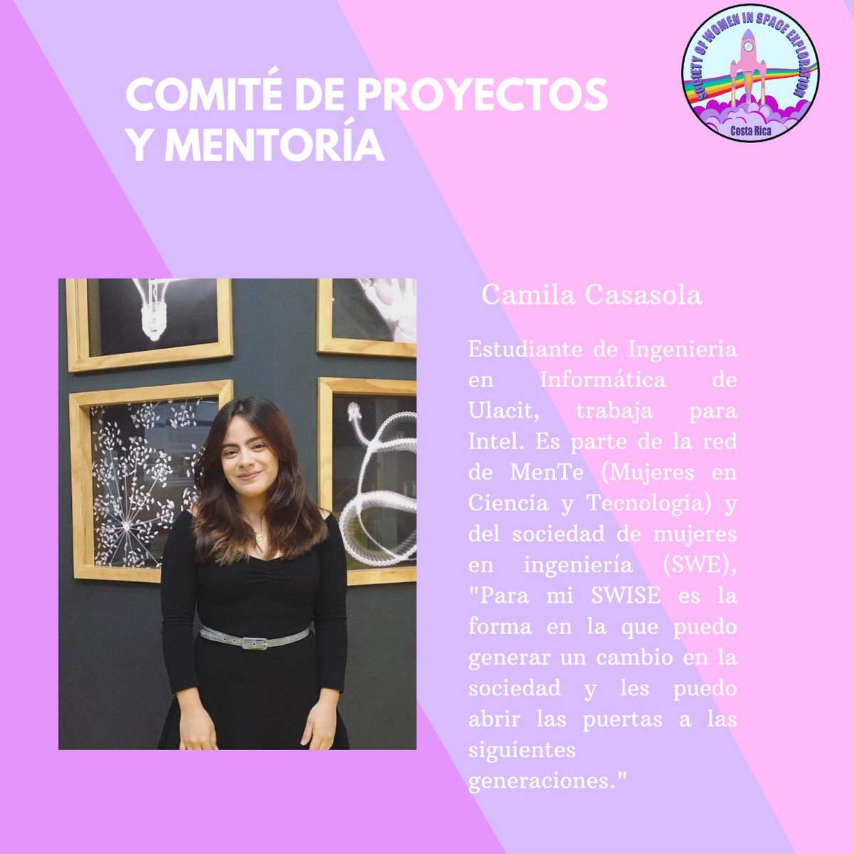 SWISE_CR's tweet image. We introduce the committee that will be helping our members to develop their project ideas.
Their purpose is growing the technical opportunities and make mentors reachable for every member who want to put their hands in work