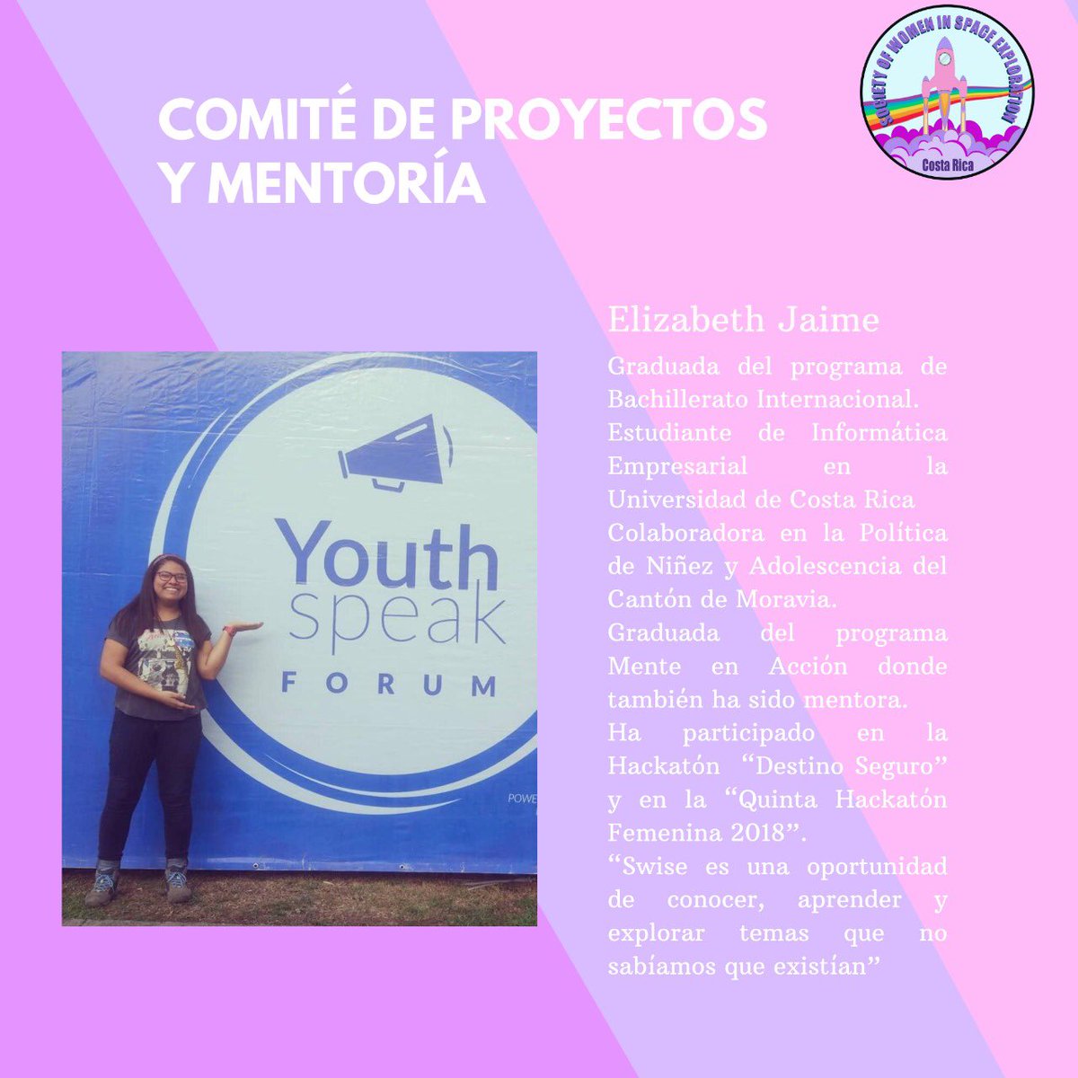 SWISE_CR's tweet image. We introduce the committee that will be helping our members to develop their project ideas.
Their purpose is growing the technical opportunities and make mentors reachable for every member who want to put their hands in work