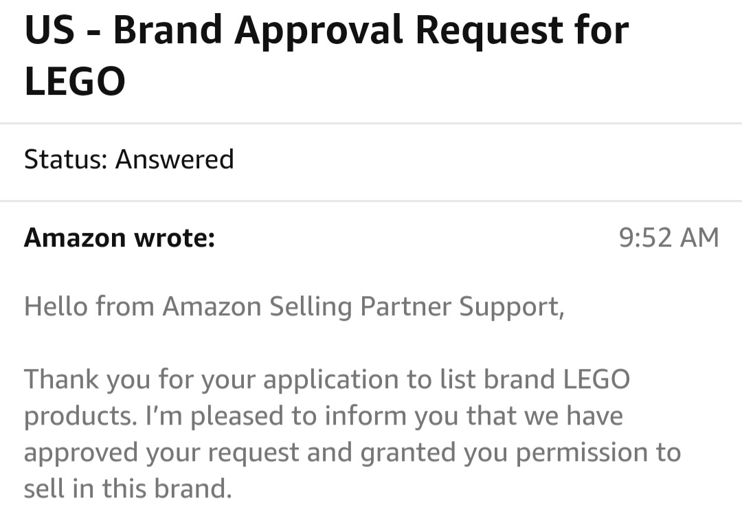 Strudgeon17's tweet photo. After sending the same invoice numerous times to Amazon and getting denied we finally received approval!!!🤑
#reseller #lego https://t.co/mD2OdevZUX