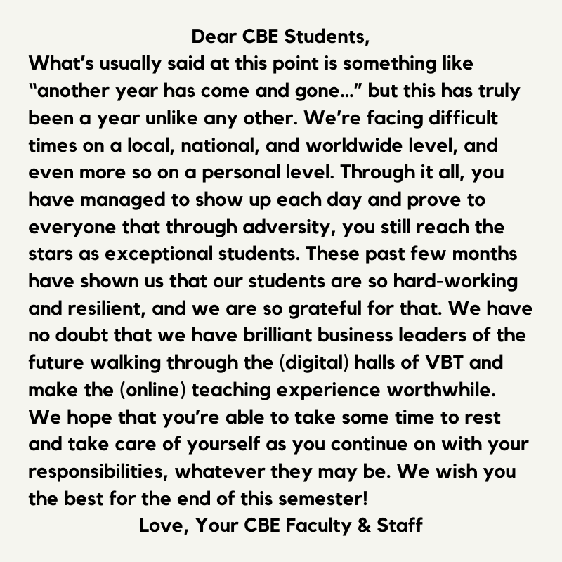 EastBayCBE's tweet photo. A letter from Faculty & Staff to our students...
#CSUEBCBE #CSUEB #CalStateEastBay https://t.co/nhK8ZGlqiR