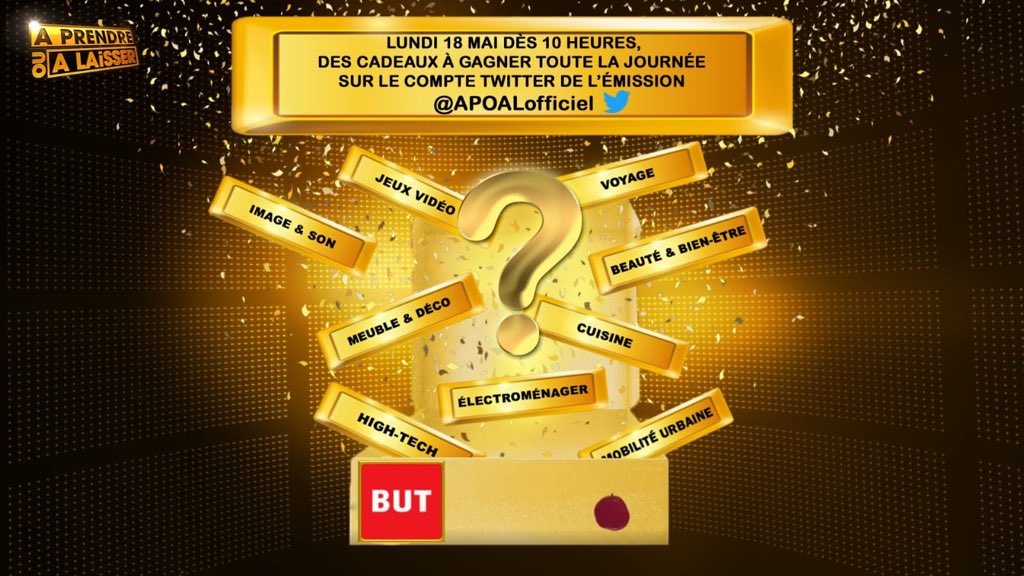 Cyrilhanouna's tweet photo. Mes chéris pour fêter le lancement d'#APOAL, on vous a préparé une journée de ouf avec @But ➡️ RDV demain de 10h à 20h avec des kdos à gagner TOUTE la journée sur le twitter @APOALofficiel 🎁 Des boites mystères, des beaux cadeaux... J'en dis pas plus! Vous allez kiffer #but 😜❤️ https://t.co/7UY8eaC1Gq