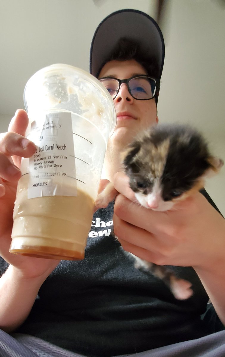 One Venti Macchiato vs. one smol Macchiato. Both found at  @Starbucks.