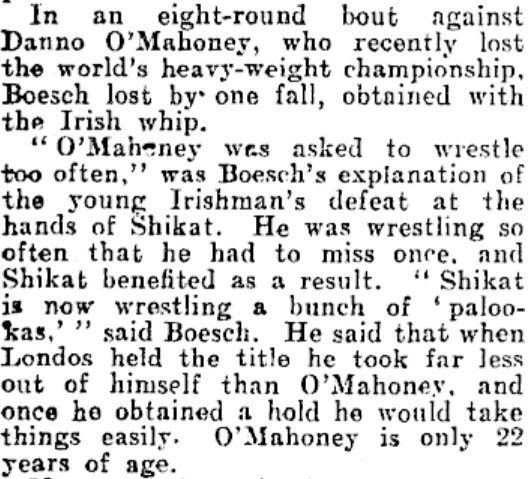 HistoryIrish's tweet photo. @ProTerritories Comments Boesch made on the O'Mahony-Shikat double cross when speaking New Zealand press in May 1936 https://t.co/58JmWzz6o3