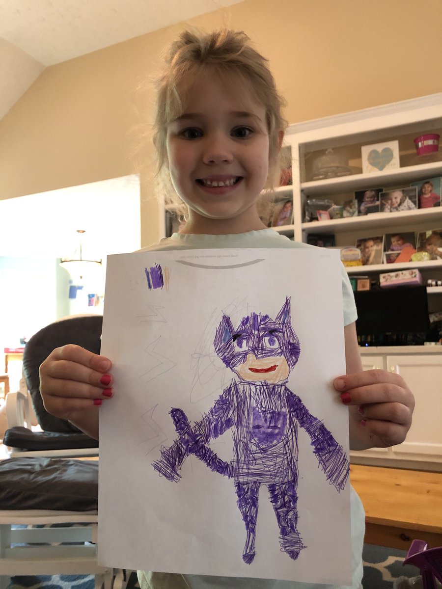 jjustice's tweet photo. . @PJMasks I love the PJ Masks episodes!

I think there should be a Catgirl. She could be Catboy’s older sister. Here is a drawing of her.

- Emily, 6 https://t.co/eRuIiFKDlP