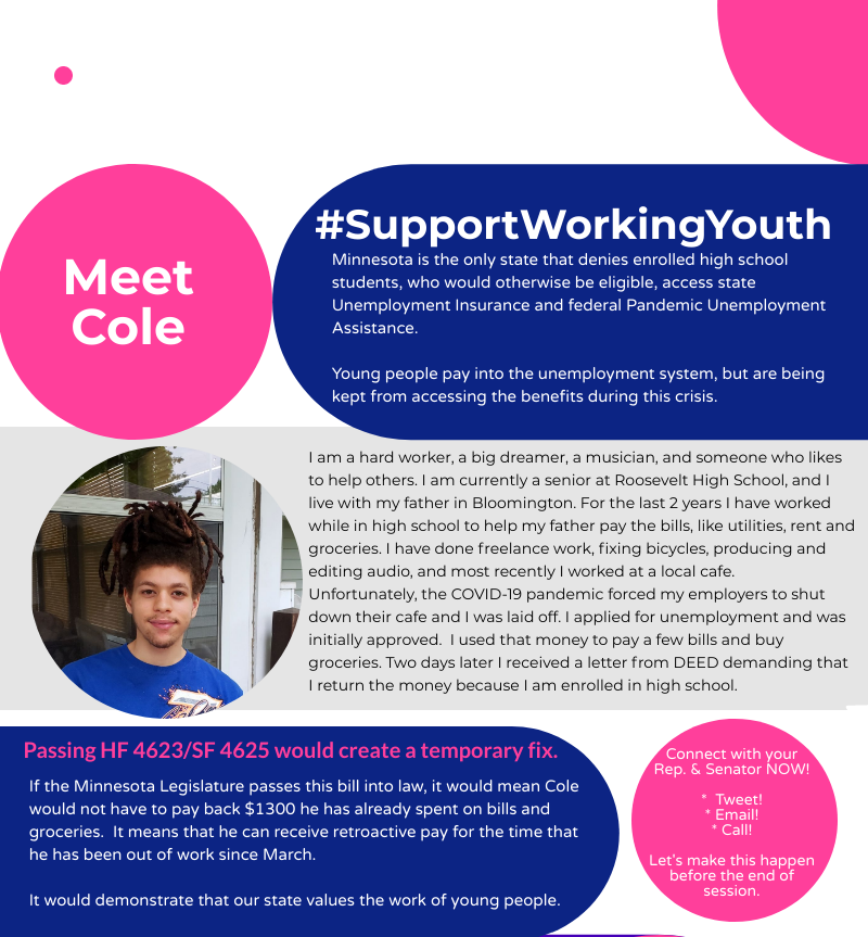 SundanceFamFdn's tweet photo. Here's just one of the many stories of young people impacted by #COVID and not able to get help from unemployment.  #SupportWorkingYouth

Conntect with your representatives right now: https://t.co/lL7EhyKnXJ https://t.co/EJLjahe9Qp