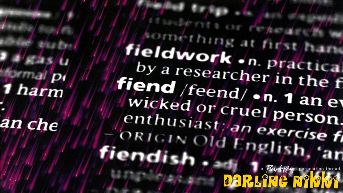 The word fiend can mean ‘enthusiast’. Nikki certainly is an enthusiast, by the sound of it. But the Cambridge Dictionary also describes fiend as ‘a wicked or cruel spirit’. One could argue Prince is signing away his soul to the devil at this point.