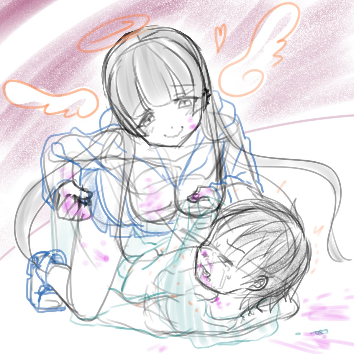 構図ラフ。かわいい 