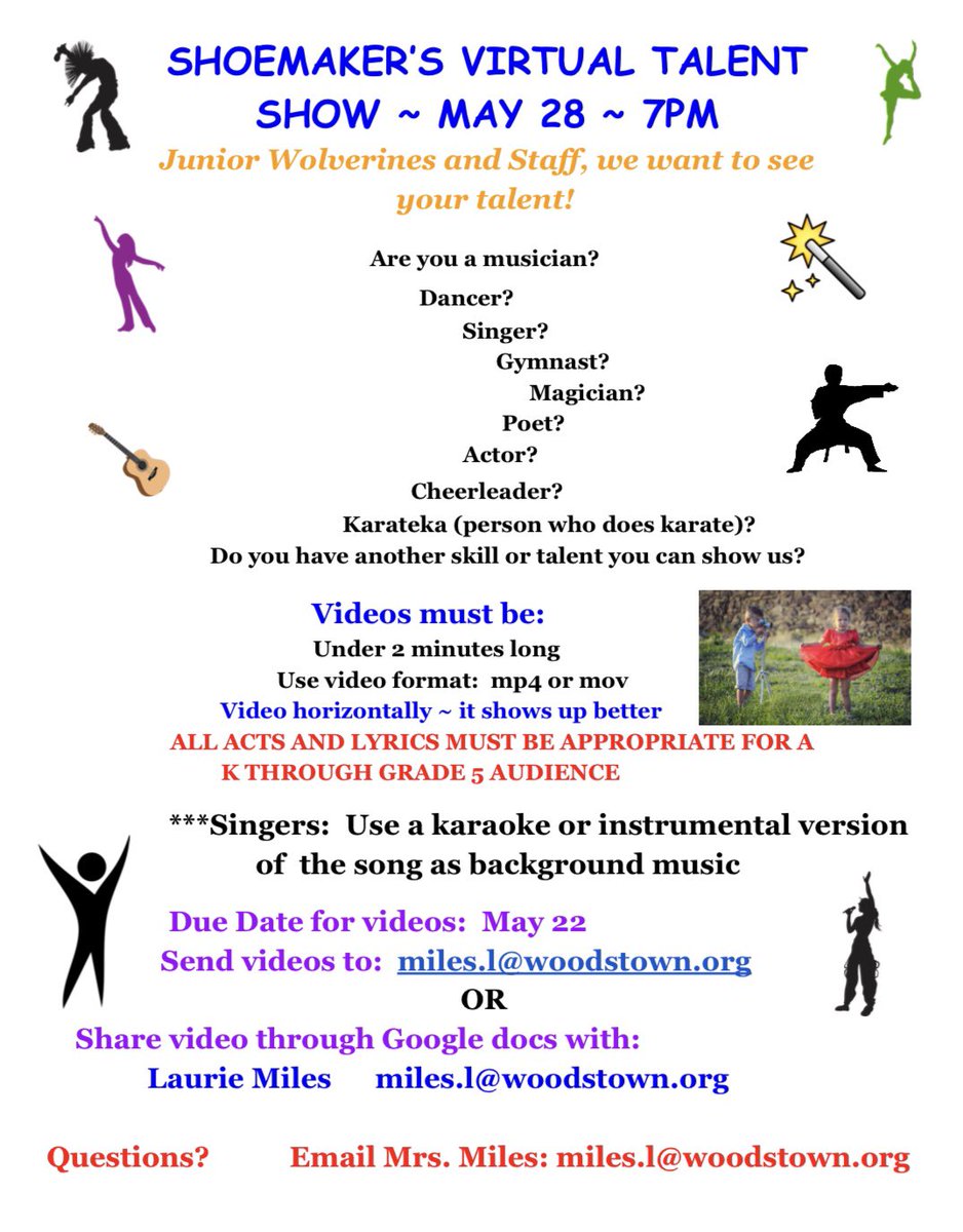 MSSElementary's tweet photo. Do you have a special talent you’d like to share with the Shoemaker families? Please submit a video by 5/22 https://t.co/BL7ZSJRNnd
