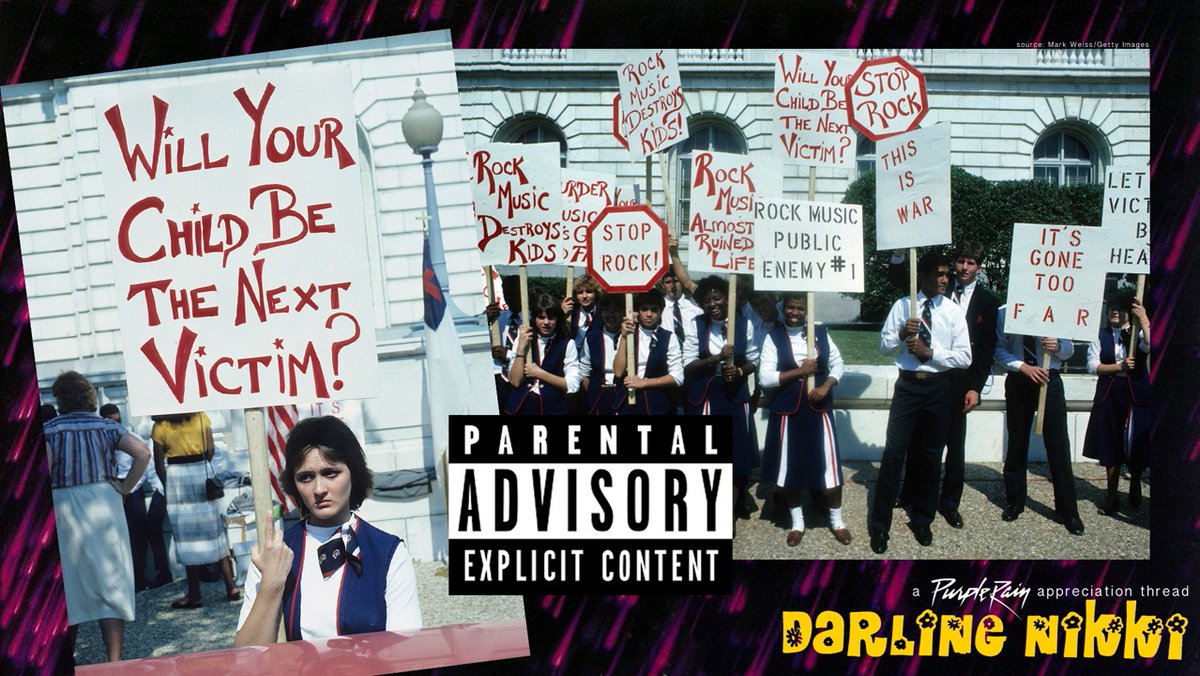Long story short, the strong lobby of the committee ultimately lead to the introduction of the Parental Advisory stickers/labels, to be put on albums that feature explicit content. Ironically I have never come across a copy of Purple Rain with that sticker.