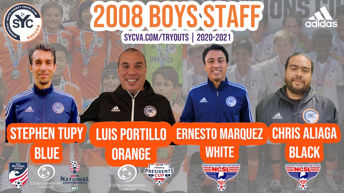 SYCSoccer's tweet photo. 🚨We are EXCITED to announce our  2️⃣0️⃣0️⃣8️⃣ Boys Coaching Staff for 2020-2021!  🟠🔵

📲 2020-2021 Tryouts Page for more Info:
https://t.co/xvnBoPftO3

#SYCSoccer #WeAreSpringfield 🟠🔵 https://t.co/V8ZyCk6b5T