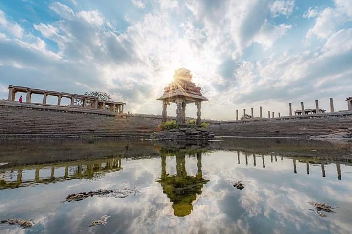 Temple Art Architecture Sculpture Heritage all in one place "HAMPI". Anjandri HILL, Anegundi (Lord Hanuman birth place significance). Achyutaraya Temple. Kadalekalu Ganesha . Pushkarni #Hampi  #incredibleindia  #Heritage  #temple  #architecture