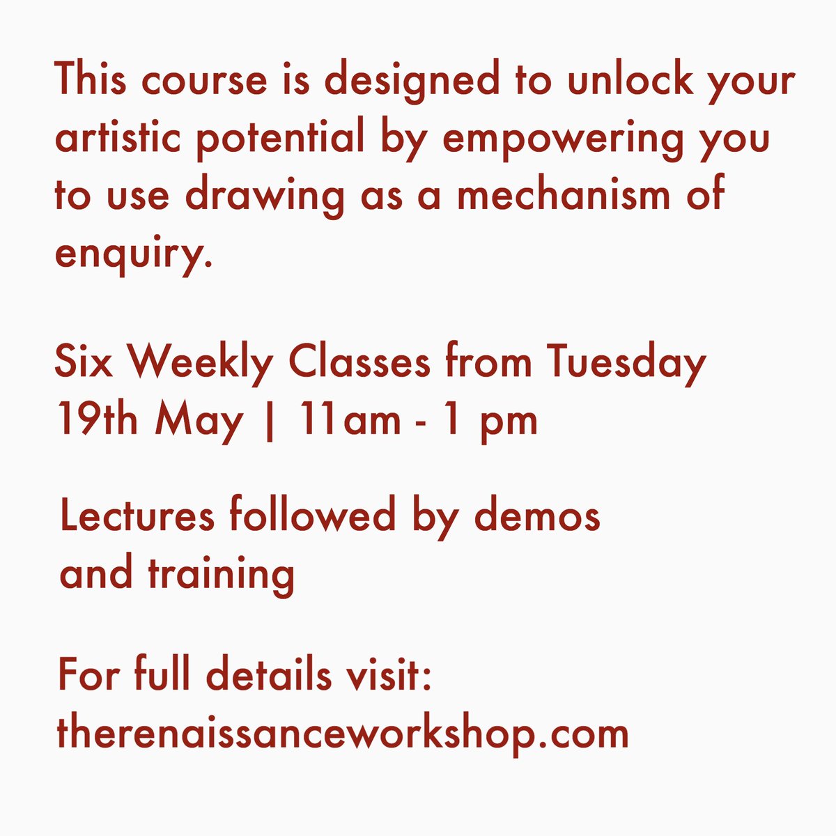 therenworkshop's tweet photo. Enrolment still open for online course starting next Tuesday | 19th May 11am - 1pm.
More info and Book at: https://t.co/zN90FBgG8i
#onlinecourse #drawingcourse #fineart #drawing #onlinedrawingcourse https://t.co/0CDVzxUKbY