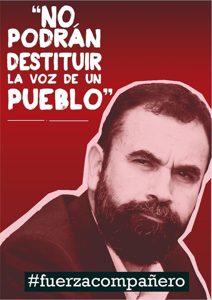 Toda mi solidaridad con el compañero diputado <a href="/Hugo_Gutierrez_/">Hugo Gutiérrez</a> ante intento de destitución por parte del Tribunal Constitucional.

El organismo pretende acallar la voz de un gran luchador. Se debe respetar la soberanía popular.

¡No pasarán!
