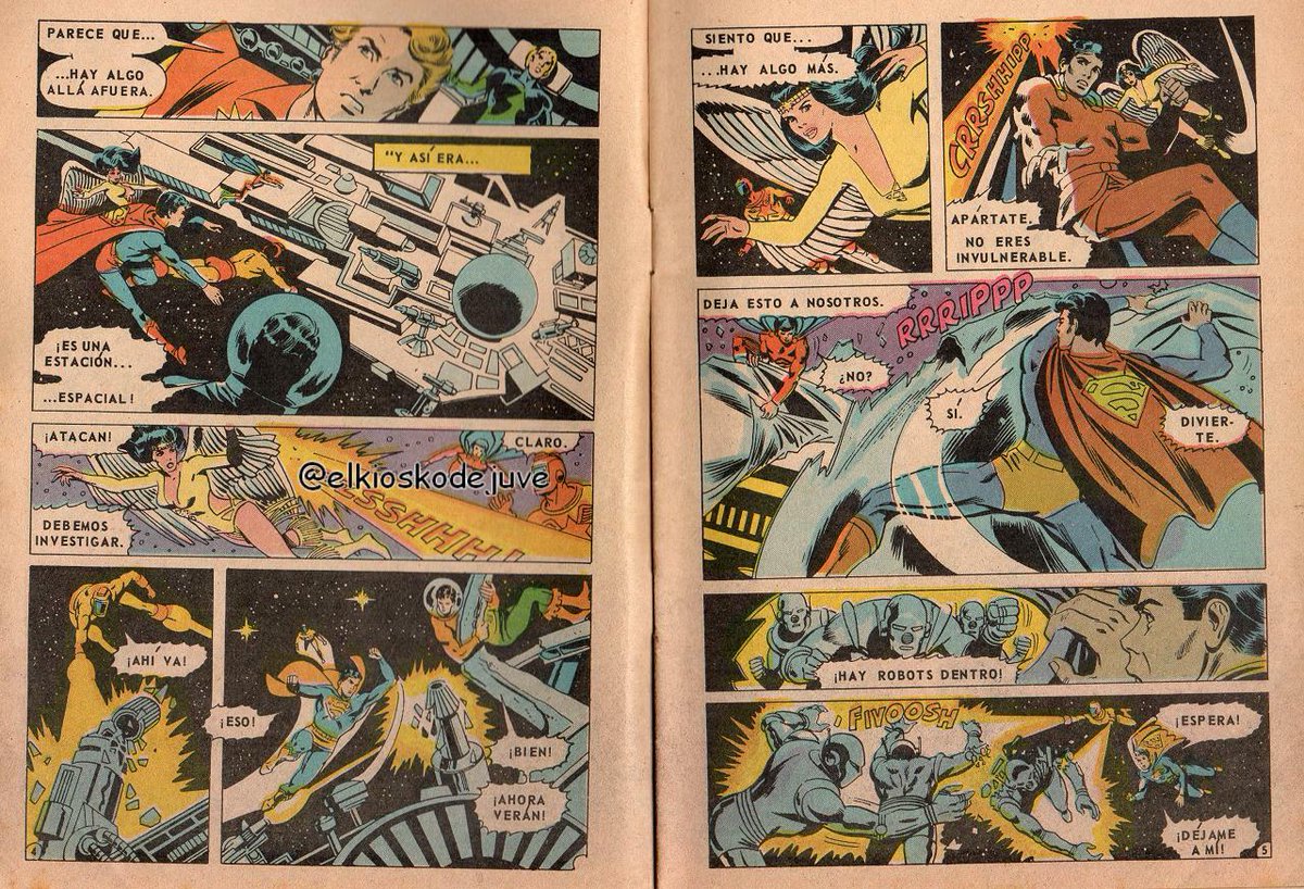elkioskodejuve's tweet photo. Super Comic N°171 presenta Legión de Super-Héroes en: "El Círculo negro estrangula a la Tierra". Argumento: Paul Levitz. Dibujo: Joe Staton y Joe Giella. Editorial Novaro. México 1980. 1/3
#SuperComic #LegiónDeSuperHéroes #Legionarios #EditorialNovaro #Novaro #YoMeQuedoEnCasa https://t.co/3d0cHkCiOz