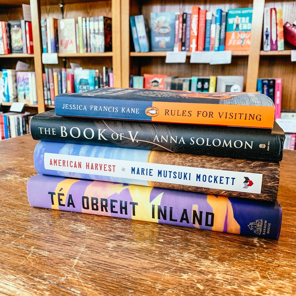 Watermarkbooks's tweet photo. We’ve got two amazing virtual events this week!! 

TUE.- #AmericanHarvest author @MarieMockett &amp; #Inland author @TeaObreht virtual in-conversation

WED. - #RulesForVisiting author @JessicaFKane &amp; #BookOfV author @SolomonAnna virtual in-conversation 

https://t.co/klLHIjoFEi https://t.co/DOAKAPlTGu