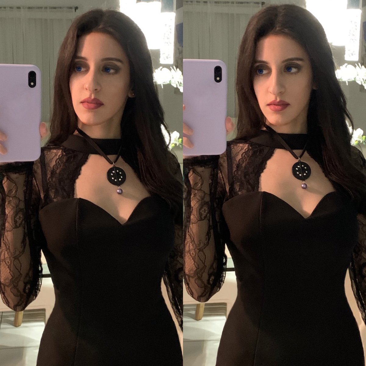 Got Yennefer vibes from this dress so I decided to do a closet cosplay  look. But my Yennefer masquerade look is close to being finished  Can't  wait to fully reveal that