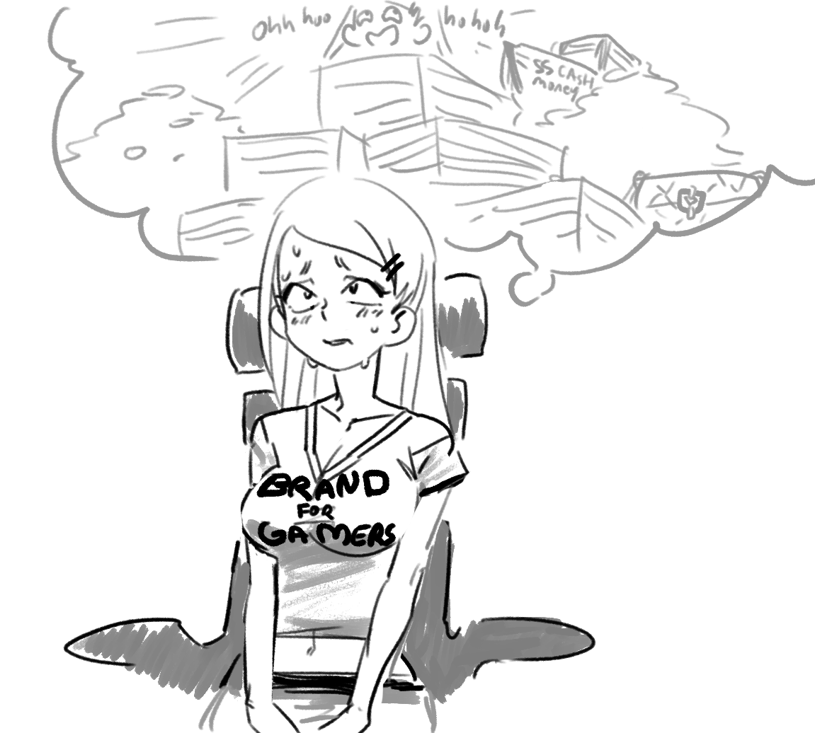 E... Eh?!!OilPrinceCashMoney01 donated 15k?!And he'll pay me 30k more just to spend a week on his yacht...? D-doushio...? I can't let my supporters and Brad and Chad know about this... I'll say i'm taking a short break... y-yeah...