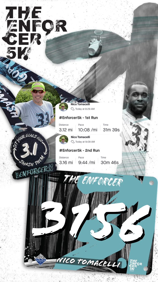 NicoTomacelli's tweet photo. This weekend was supposed to be #Enforcer5k but due to Covid19 sit., it turned into virtual race. My buddy @darkside6600 was running the race w/me & had grand idea “wanna do two 5ks on Sun?” Being the idiot I am, I said sure. So two 5ks were done b2b. 😳 #RunSRC #SmashYourGoals https://t.co/Imi9imVWja