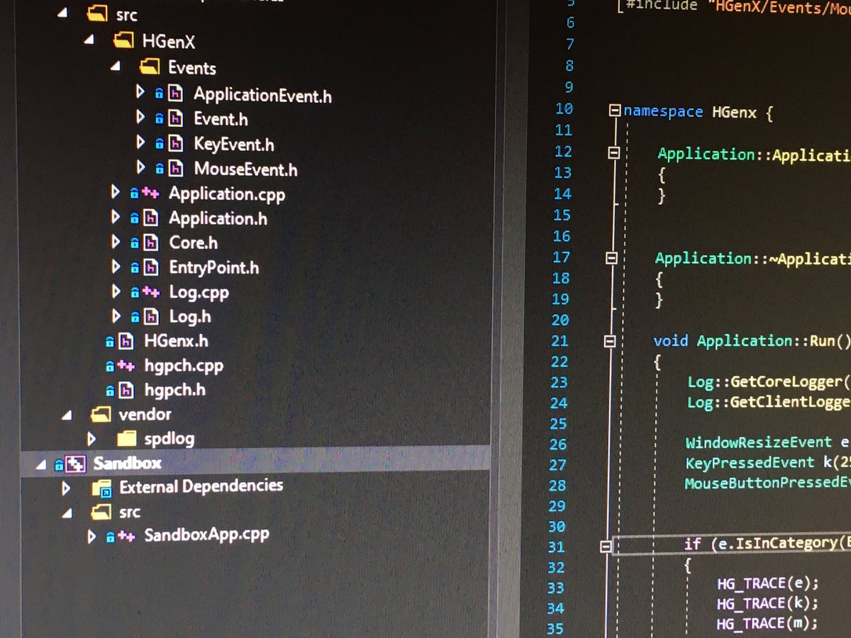 Salimp2009Salim's tweet photo. Added Precompiled headers for the game engine... next is the window and layer systems ...Thanks to #TheCherno #gameengine #cplusplus #computergraphics https://t.co/xK0NBzrMPs