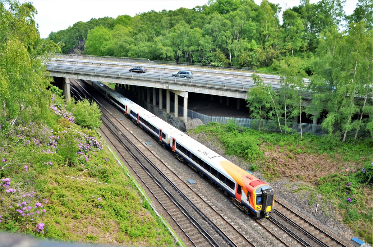 TheRealStavioni's tweet photo. Trains!!! First train photos since 20th March! Went for a longer walk today, @SW_Help 159004 & 159104 on Salisbury - Waterloo, and 444008 below the M3 heading for Weymouth. #Potbridge #SWR #Desiro #Train #Rail #Railway https://t.co/11baG0jy1e