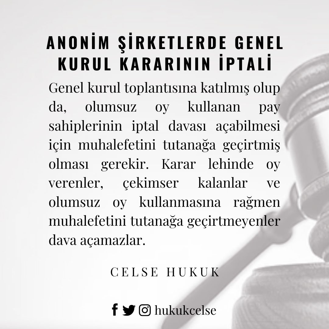 Anonim Şirketlerde Genel Kurul Kararının İptali

#chbilgi #celsehukuk #hukuk #hukukibilgi #hukukibilgiler #hukukisorular #şirketlerhukuku #ticarethukuku #ticaretkanunu #türkticaretkanunu #anonimşirket #genelkurul #genelkurulkararı