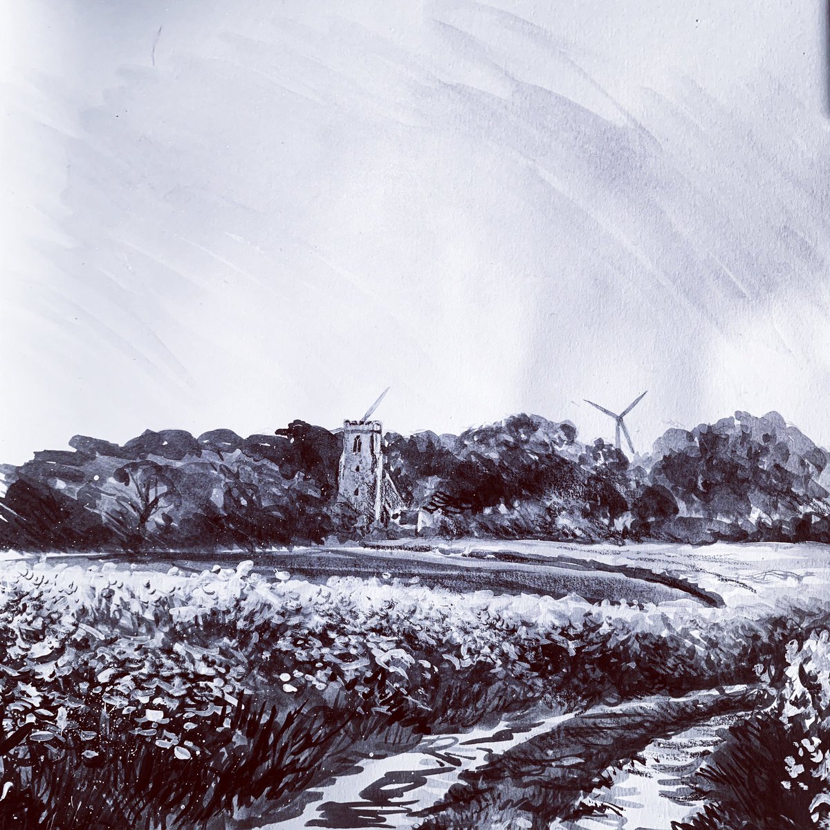 tweetingpainter's tweet photo. #IsolationDrawing
#IsolationDrawing #HensteadChurch from the footpath through an #OilSeedRape #Field
#Spring #Paint&Crayon #KeepCalmAndKeepDrawing https://t.co/PXUio4oQpW