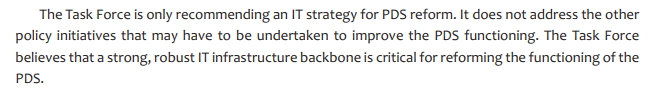 Translation :- This strategy is only about data platformization of PDS through  #PDSN and is not about policy making. We (Private entity having operational control) will use the data as a detailed free market survey before we push dismantling the system, once we have enough data