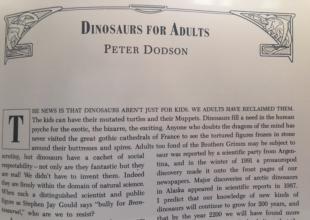 Published in 1992 (and you can tell), Ultimate  #Dinosaur is a heady collection of  #paleoart, factual essays, and science fiction stories. It also has bizarre formatting and a rollercoaster of an opening paragraph.