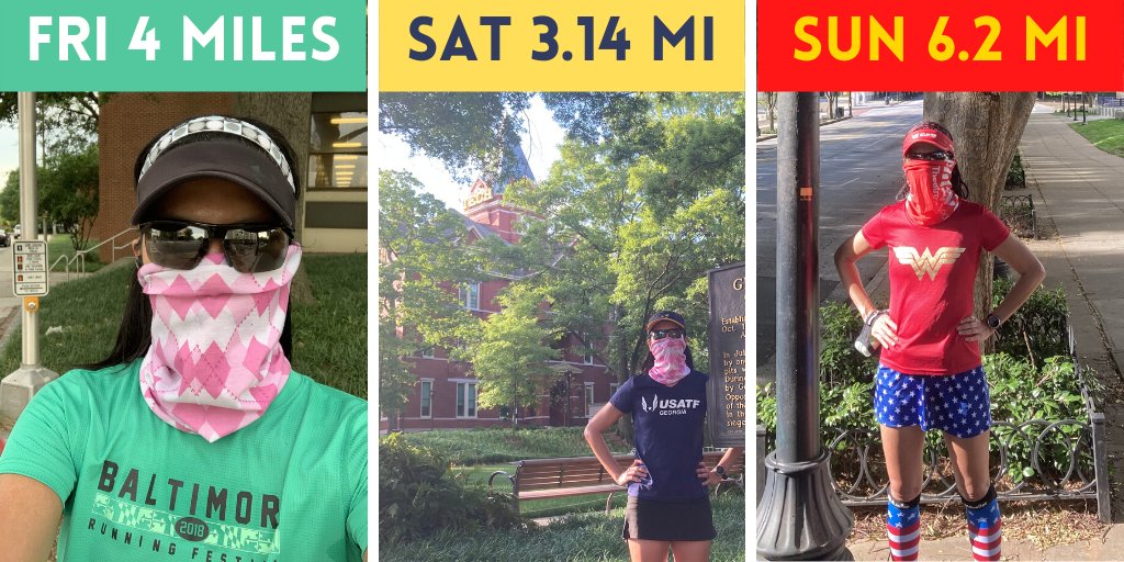 thecarolinedunn's tweet photo. 3 Virtual Runs in 3 days = 13.34 miles. Friday - 4 miles @ATLtrackclub #Singleton4Miler | Saturday - 3.14 miles @gtalumni #GTPiMile | Sunday 6.2 miles #iamwonderwoman 10K https://t.co/IOmnow2sWs