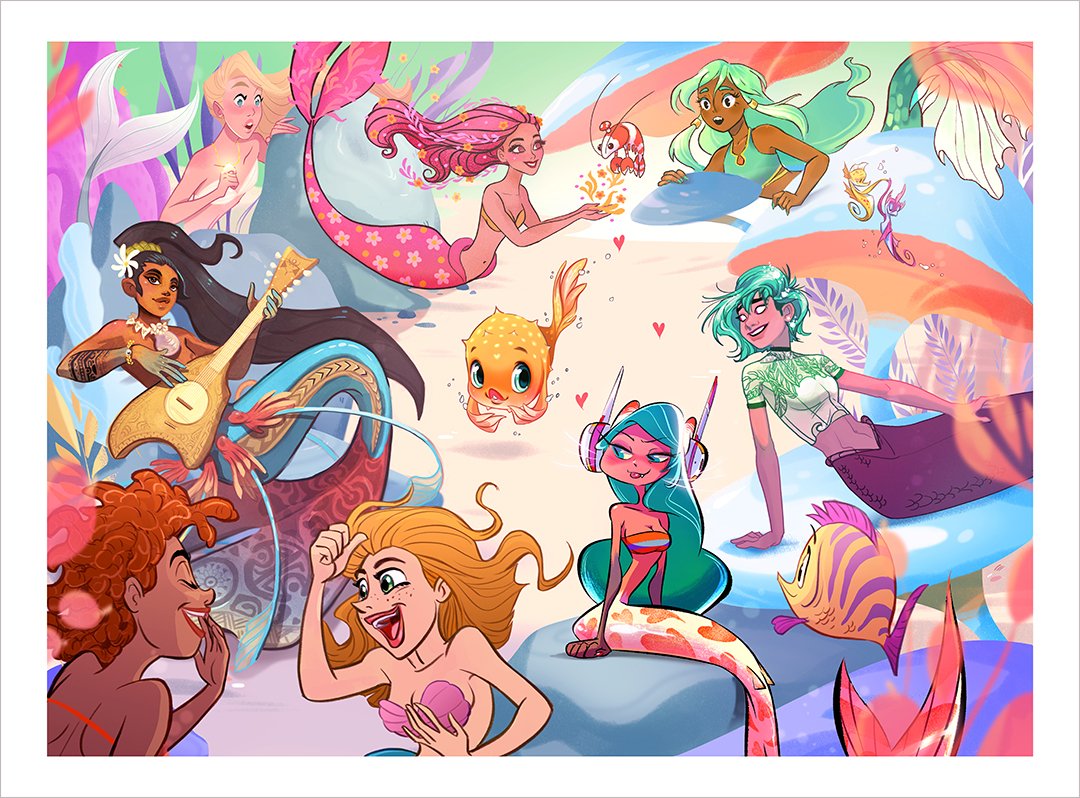 gallerynucleus's tweet photo. We're releasing a collaborative print featuring the work of several artists in our #MerMay show! For the month of May, half of the proceeds will be donated to a local charity, Backlight Productions (@backlightproductions).

Only available until May 31st! https://t.co/H382UBWd87 https://t.co/4uc9P3gTO9