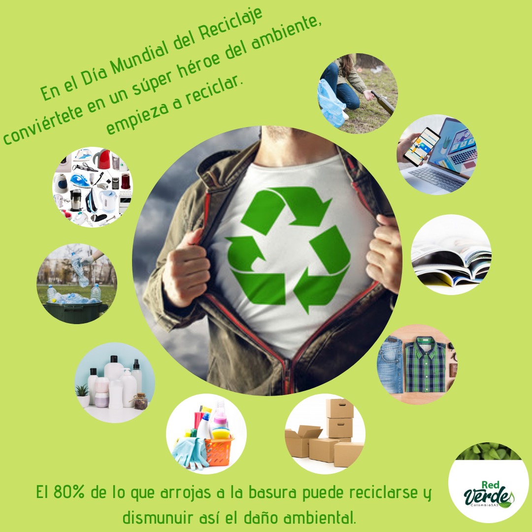 RedVColombia's tweet photo. Conviértete en un súper héroe del Medio Ambiente, empieza a reciclar y conoce nuestros servicios medioambientales en https://t.co/nyD9vcXQY3
#DiaMundialDelReciclaje 
#ReciclarEsLaSalida https://t.co/iDDdp5B68k