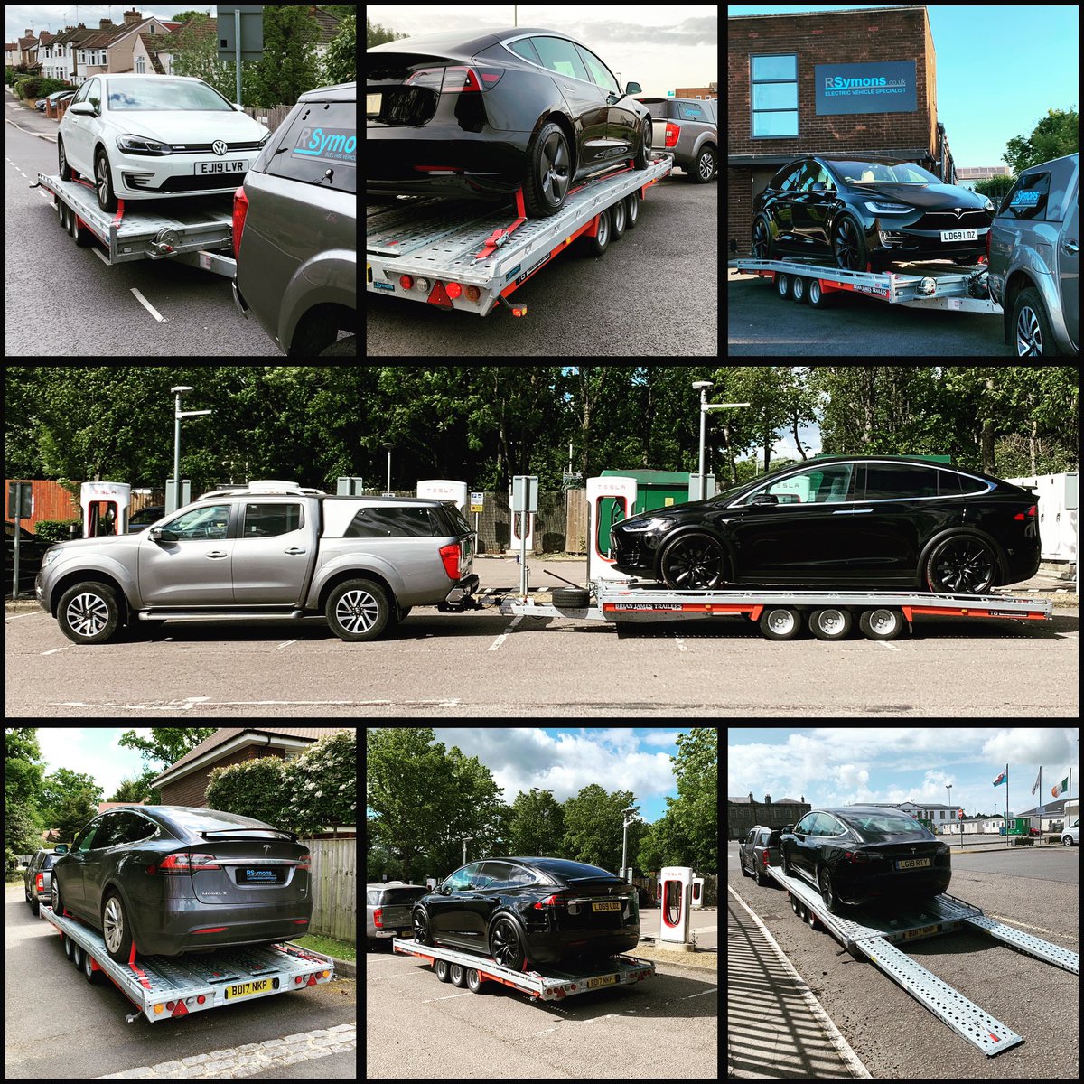 RSymonsLTD's tweet photo. 1200 miles in the last three days with our Brian James car transporter. Handles our Tesla’s perfectly 💪
#brianjamestrailers #brianjames #brianjamest6 #cartransport #cartransporter #nicetrailer #tesla #usedtesla #ev #friendselectric #essex #pembrokeshire #hitchin #gerrardscross https://t.co/TimbGstNxV