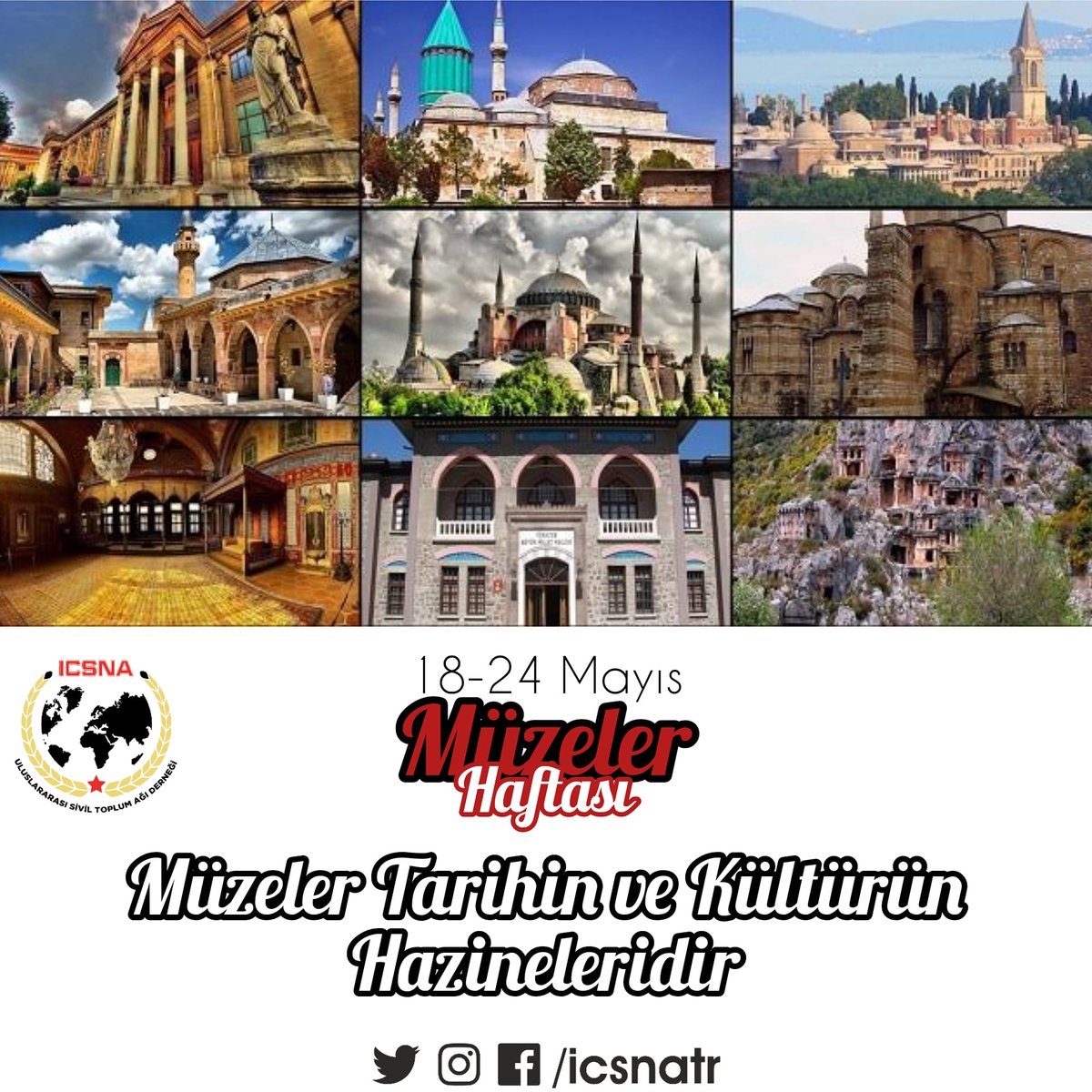 icsnatr's tweet photo. Müzeler Haftası'nda ülkemizin kültür varlıkları tanıtılır, eski eserlerin korunması ve gereği anlatılır.
Bir vatanın sahibi olmanın yolu, o topraklarda yaşanmış tarihi olayları bilmek, doğmuş uygarlıkları tanımak, sahip olmaktan geçer. #müzelerhaftası #ICSNA #ICSNA61 #STK #STK61 https://t.co/3Y82pl18Vw