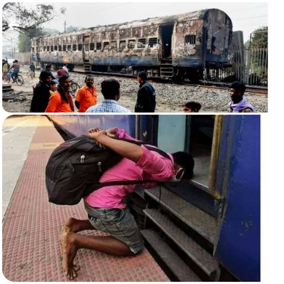 SANDEEPGAUTAM's tweet photo. टाइम टाइम की बात है। 
We vandalize, burn those trains, yet they are helping us in this pandemic..    @RailMinIndia @PMOIndia @COVIDNewsByMIB @TOIIndiaNews https://t.co/n7zFXvfzil