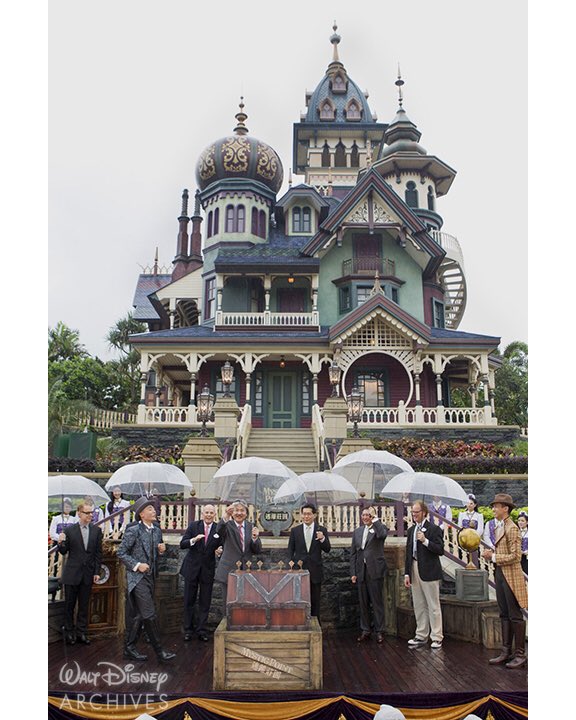 TWDCArchives's tweet photo. Happy Anniversary to Mystic Manor &amp; Mystic Point, which opened on this date in 2013 at Hong Kong Disneyland! Mystic Manor is innovative right down to the music, which was composed by #DisneyLegend Danny Elfman. This image is from the opening ceremony. Photo Credit: Joshua Sudock https://t.co/uKUzwIcq35