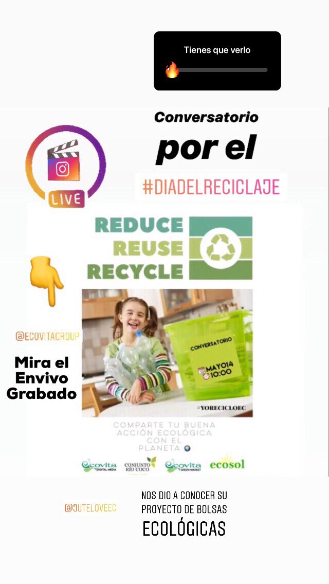 EcosolEC's tweet photo. EnVivo Grabado en IG @ECOVITAGROUP por el #diadelreciclaje Tienes que verlo #yorecicloec https://t.co/MiyhpIuqRd