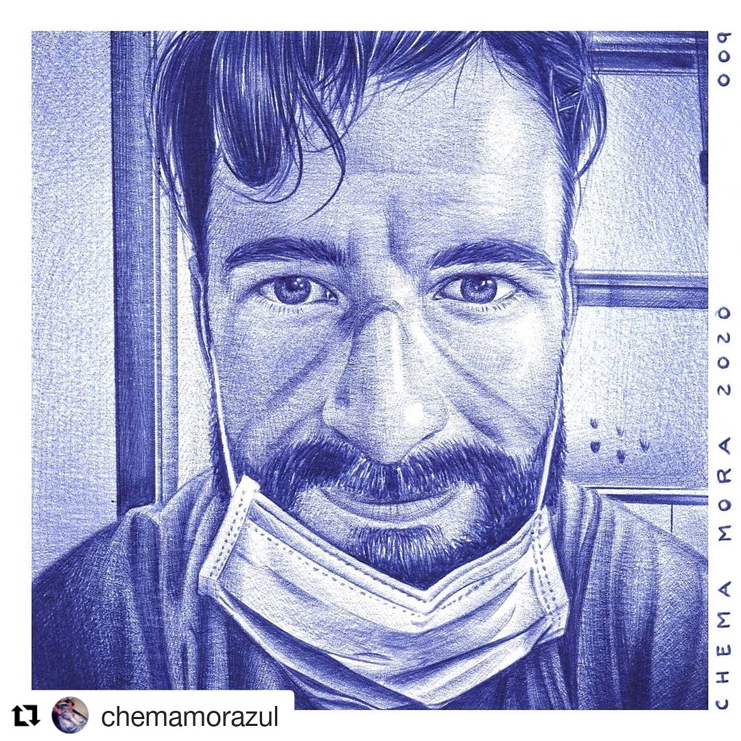 VictorTasende's tweet photo. @chemamorazul (@get_repost)
EN PRIMERA LINEA 009
Retrato de Víctor Tasende
Residencia "La Milagrosa"
La Coruña. 
Muchas gracias por colaborar en el proyecto y mucho ánimo. 
#enprimeralínea #coronavirusespaña #coronavirus #covid19 #residencia #heroes 
GRACIAS ARTISTA!!!😍😉😉 https://t.co/GaHQJBViEC