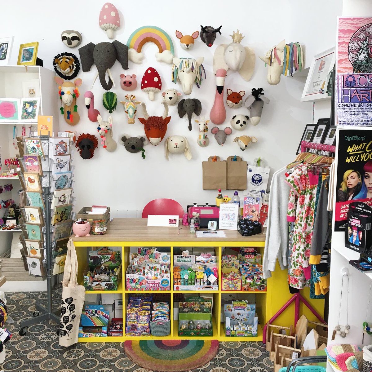 GeekBothy's tweet photo. Feature wall of heads looking awesome in the Bothy! 🌈🐭🦊🐼🐨🐯🐷🦄🦖🦧🦓🐘🐫🦒🐂🐑🦙🦌🦩🐇🦥🍄 #geekbothy #quirky #independent #giftshop #kemnay #comingsoon #availableafterlockdown #fauxtaxidermy @fionawalkereng https://t.co/ahSqcxk7sx